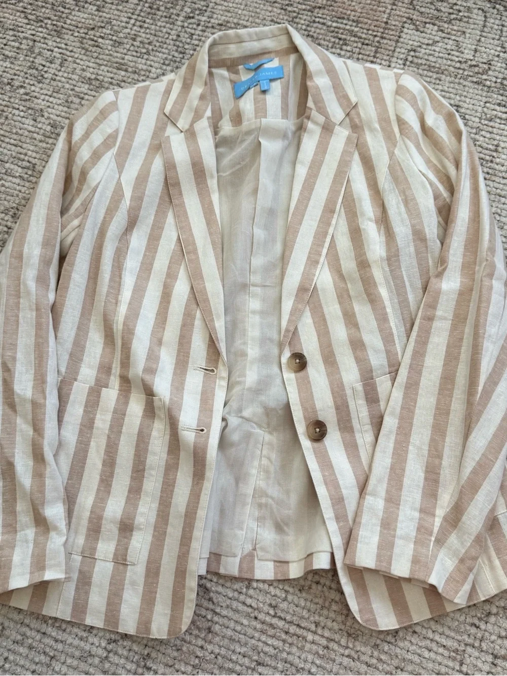 Draper James Linen Blazer striped size 2 Beige & White - Lightweight